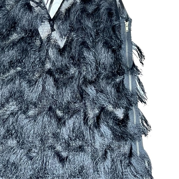Plastic Island Sheer Tassel dress low back Women’s Medium in Black side‎ zipper - Picture 3 of 8